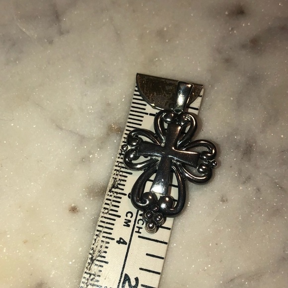 VTG Sterling Filigree Open Style Cross Crucifix w Cable Chain 18” - Picture 8 of 9